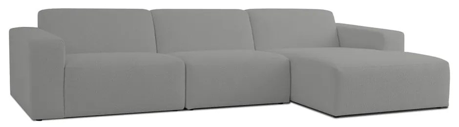 Szürke buklé sarokkanapé (jobb oldali) Roxy – Scandic