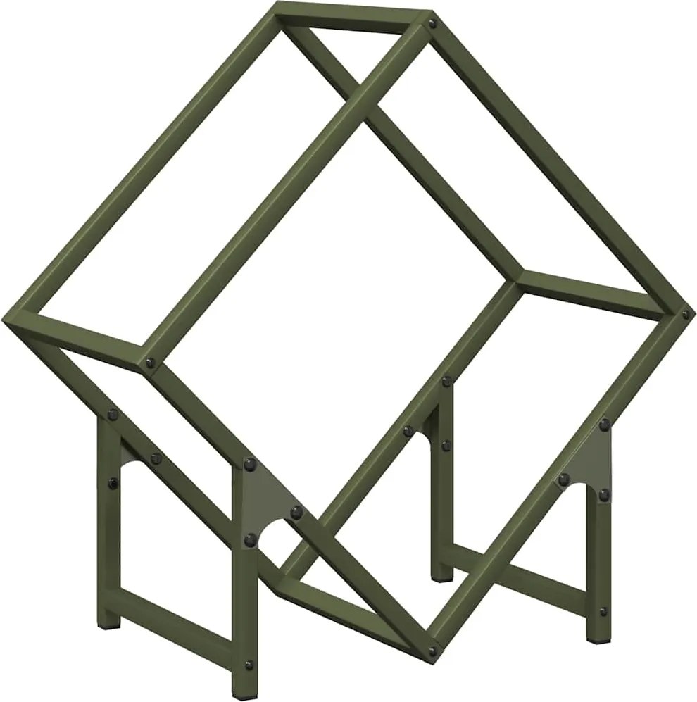 vidaXL olívazöld hidegen hengerelt acél tűzifatároló 50x25x50 cm