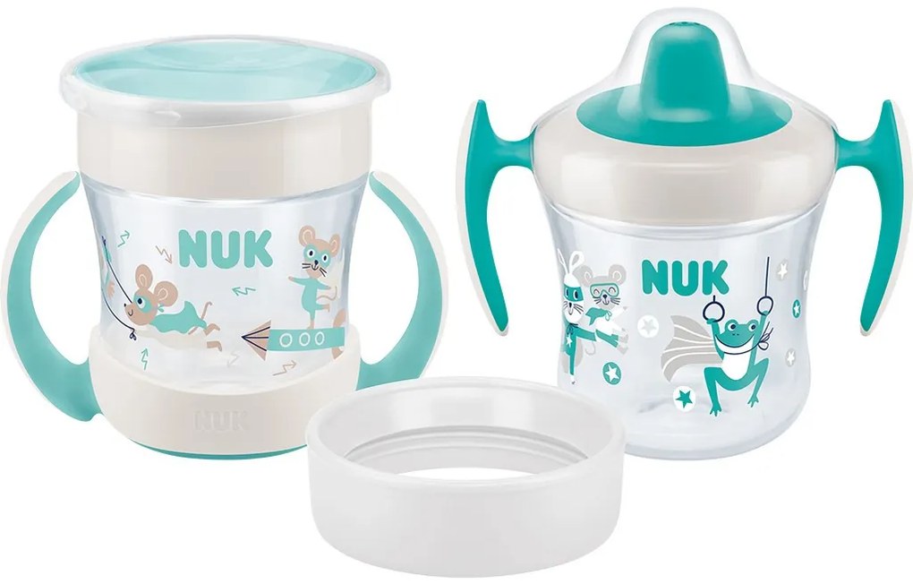 Bájos itató pohár Mini Cups NUK 360° fedéllel neutral