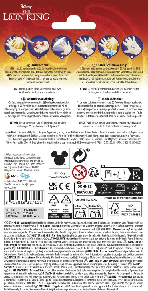 Disney Az Oroszlánkirály Fun tetkó 12 db-os