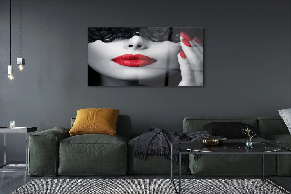 Üvegképek Vörös ajkak nő 125x50 cm