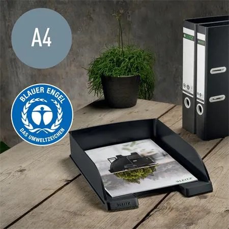 Irattálca, műanyag, A4, LEITZ Recycle, fekete (E52275095)