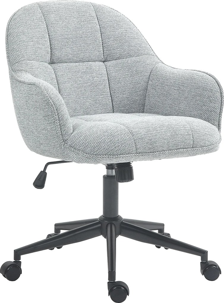 HOMCOM Irodai Szék Modern Dizájnú Párnázott Hátpárnával, Magassága Állítható, 360°-ban Forgó, Fekete Alap, Szürke Szövet Kárpitozás | Aosom