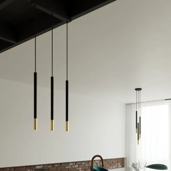 Csillár zsinóron MOSAIC 3xG9/12W/230V fekete/arany