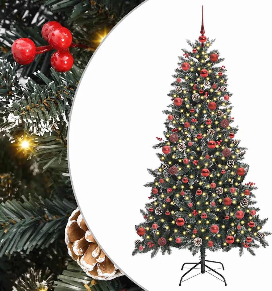 vidaXL Mű karácsonyfa 300 LED-del Zöld 180 cm PVC és Műanyag és Acél