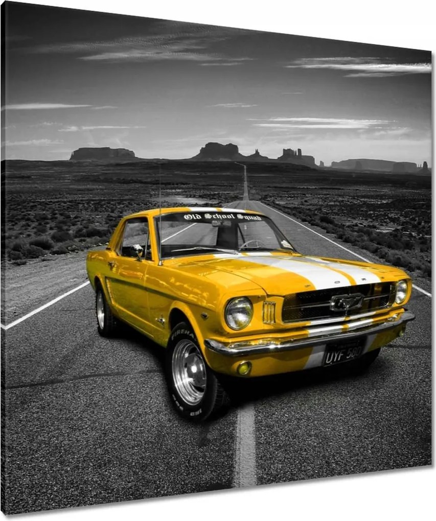 Vászonkép 90x90 Oldtimer sárga Ford Mustang