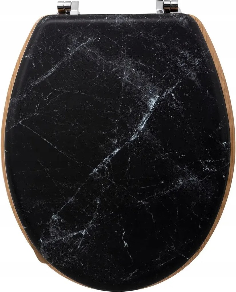 Wc Ülőke, WC-hez, márvány mintás, Fekete Hdf, Modern