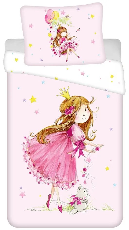 Rózsaszín egyszemélyes pamut gyerek ágyneműhuzat 140x200 cm Fairy – Jerry Fabrics