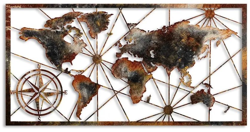 Fém fali dekoráció, World Map Large - 3