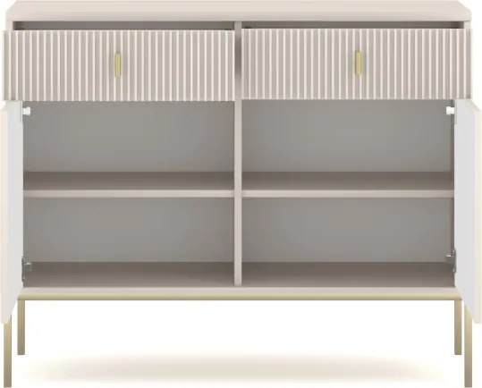 Komód 2 ajtóval és 2 fiókkal kasmír színben arany fogantyúkkal – MAGGIORE MA02