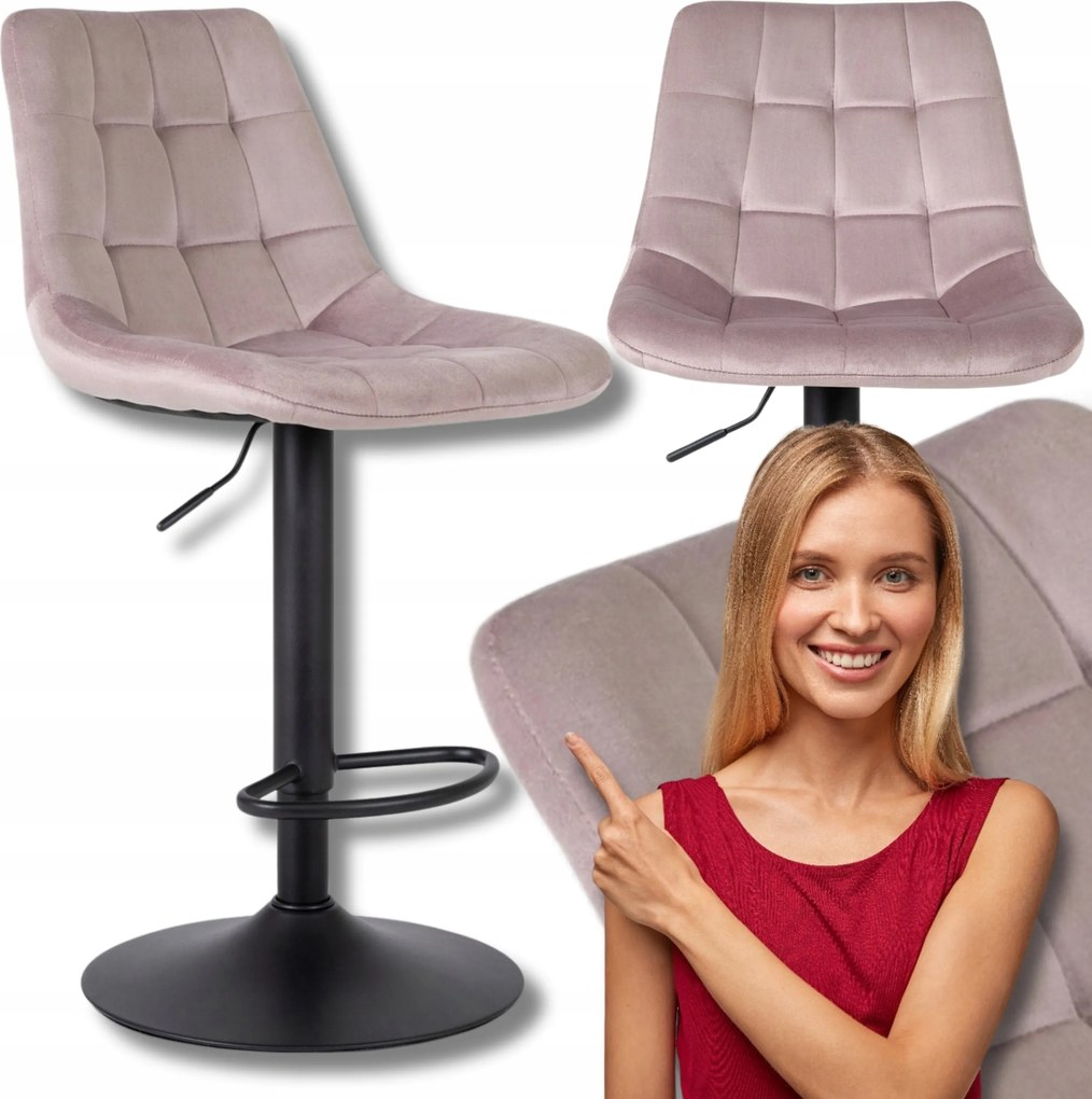 Bárszék Rózsaszín Velúr Állítható Hoker Loft Glamour Arcos 2