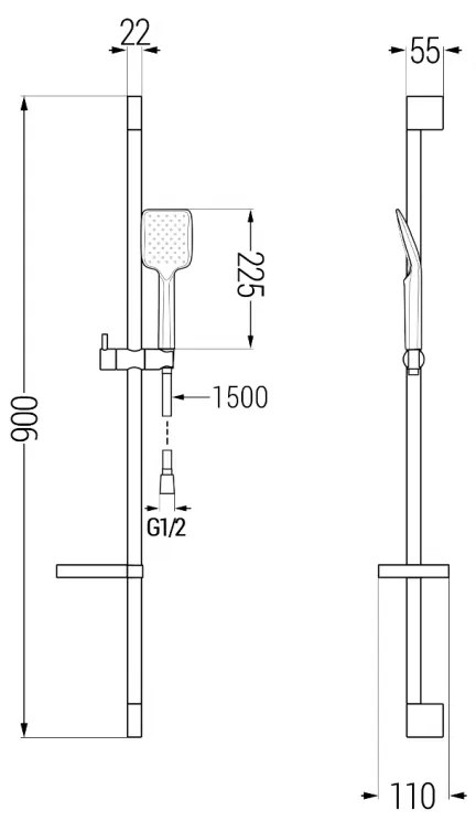 Mexen Zero DS62 fürdőszett, fekete, 71103DS62-70