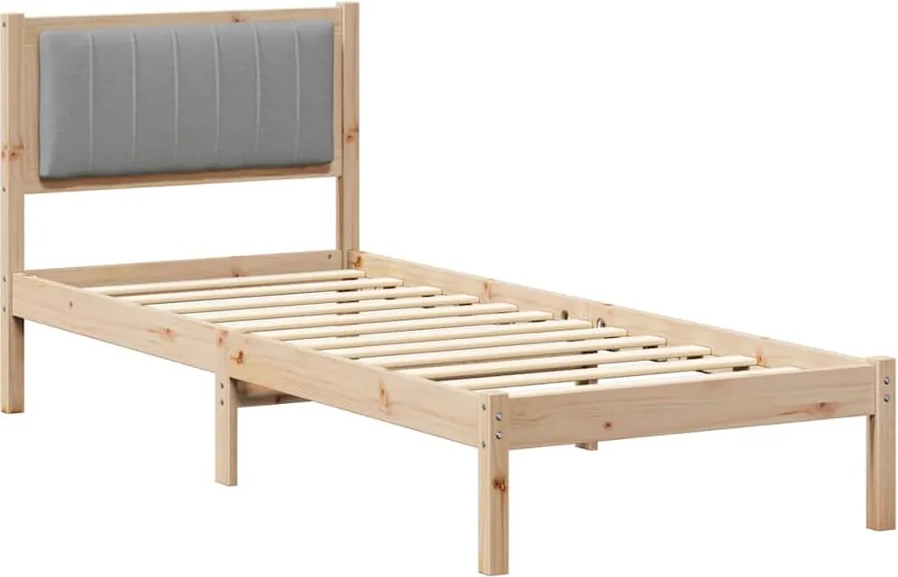 vidaXL Ágykeret Kárpitozott Fejtámlával Világosszürke 80 x 200 cm