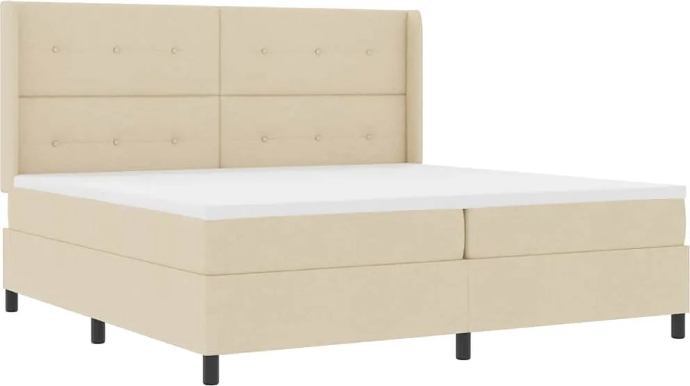 vidaXL LED Box Spring Ágy matracmal Krém 200 x 200 cm szövet