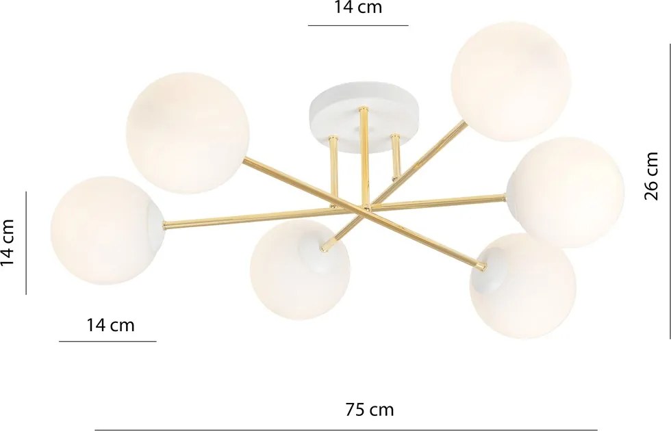 Emibig modern mennyezeti lámpa magnum fehér arany emi1234/6