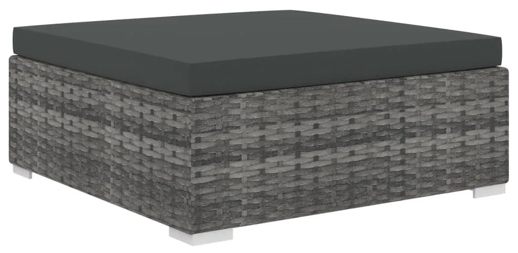 11-részes szürke polyrattan kerti bútorszett párnákkal