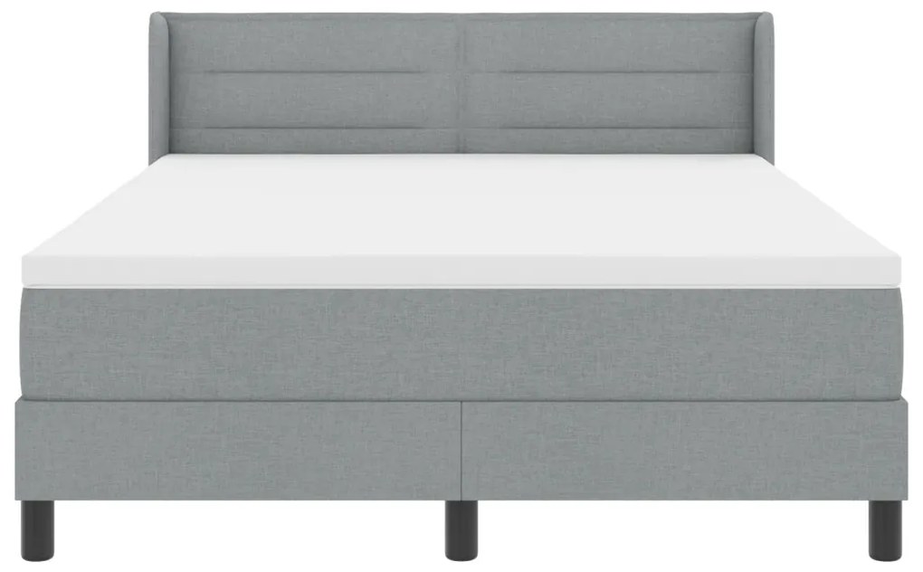 Boxspring ágy matraccal, világosszürke, 140 x 190 cm szövet