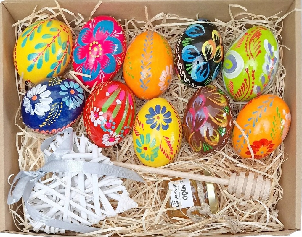 Fa Húsvéti tojás 10 db Húsvéti Festett Tojás Méz Fonott Szív