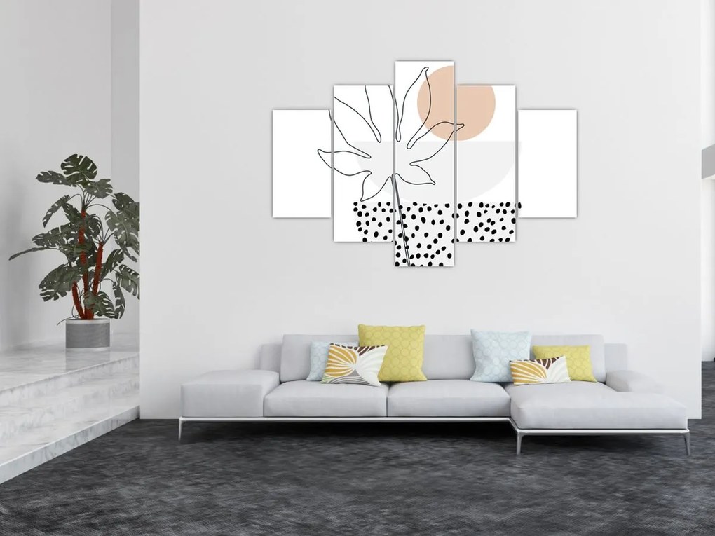 Kép - Vonal művészet virágok N⁰3 (150x105 cm)