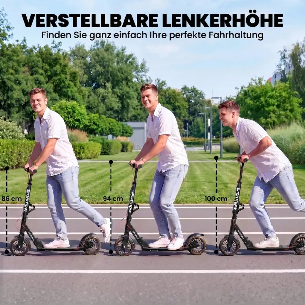 SPORTNOW City Roller, állítható magasságú és összecsukható, ABEC-7 golyóscsapágyakkal, fekete