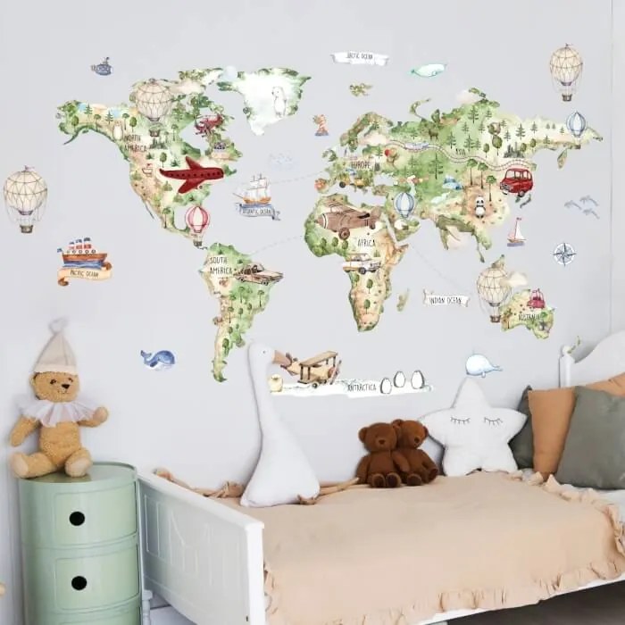 INSPIO Térkép falmatrica gyerekeknek