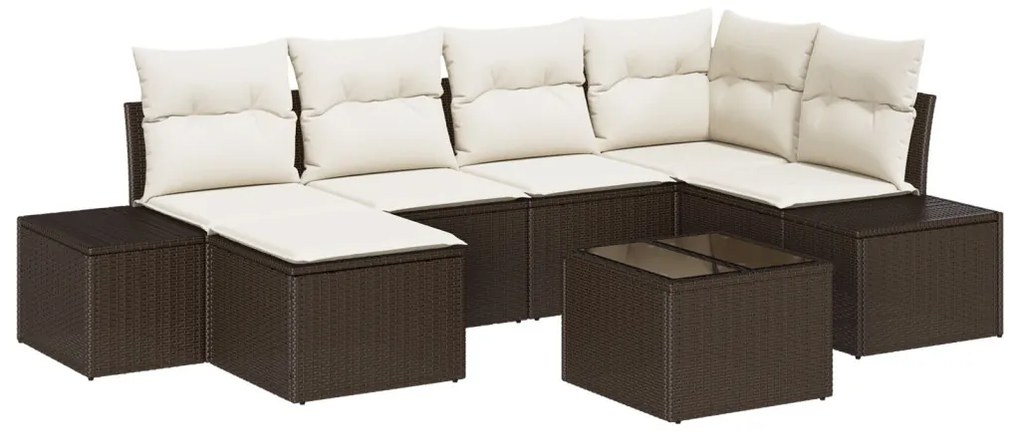 6 Darabos Kerti Kanapé Szett Párnákkal Szürke Poly Rattan