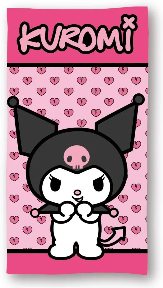 Hello Kitty Kuromi Pink fürdőlepedő, strand törölköző 70x140cm (Fast Dry)