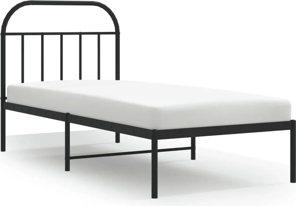 vidaXL fekete fém ágykeret fejtámlával 90 x 190 cm