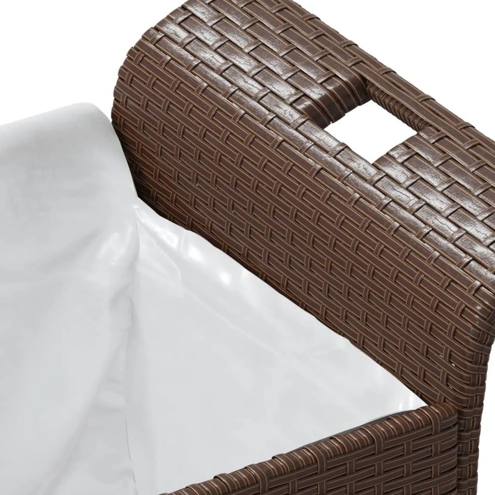 barna polyrattan kerti pad párnával 116 x 46 x 57 cm