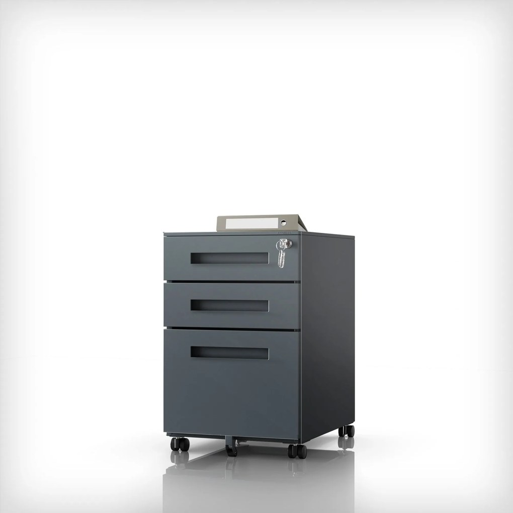 KATE görgős konténer íróasztal alá – 390 x 600 x 500 mm, antracit színű