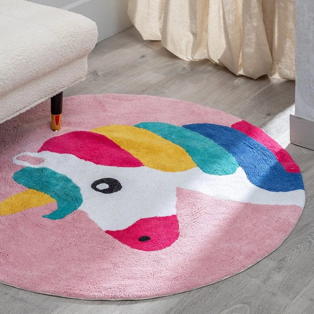 Pamut gyerek szőnyeg ø 100 cm Unicorn – Ixia