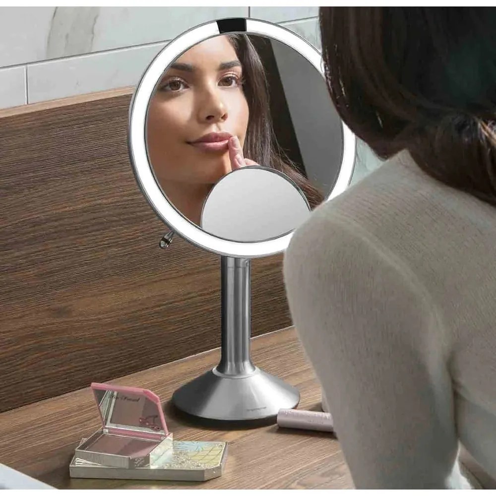 Kozmetikai tükör világítással-nagyítós (ötszörös) ø 20 cm Sensor Trio – simplehuman