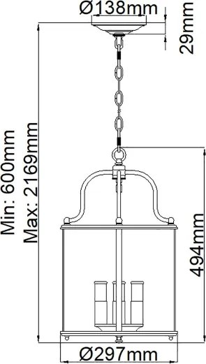 Hinkley HK-GENTRY-P-M-PB - GENTRY láncos csillár 4xE14/60W/230V arany