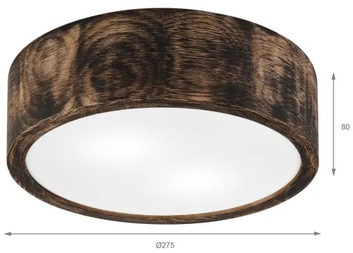 Fürdőszobai mennyezeti lámpa OAK SMOKY 2xE27/15W IP54, 27,5 cm, tölgy/barna