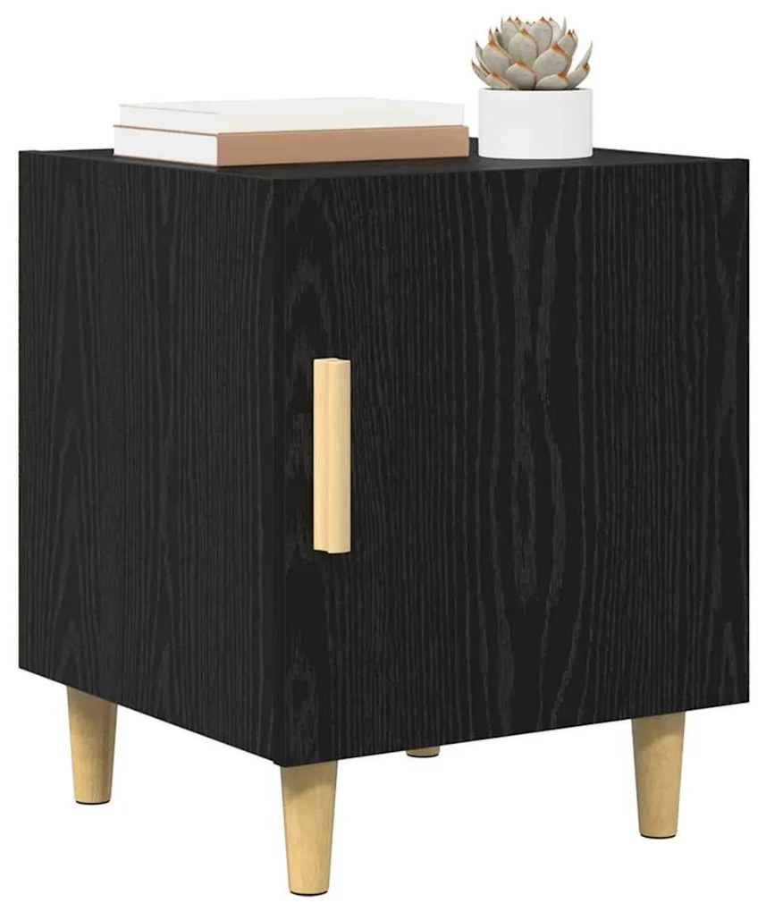 vidaXL Éjjeliszekrény 2 pcs Fekete tölgy 40 x 40 x 50 cm Faanyag