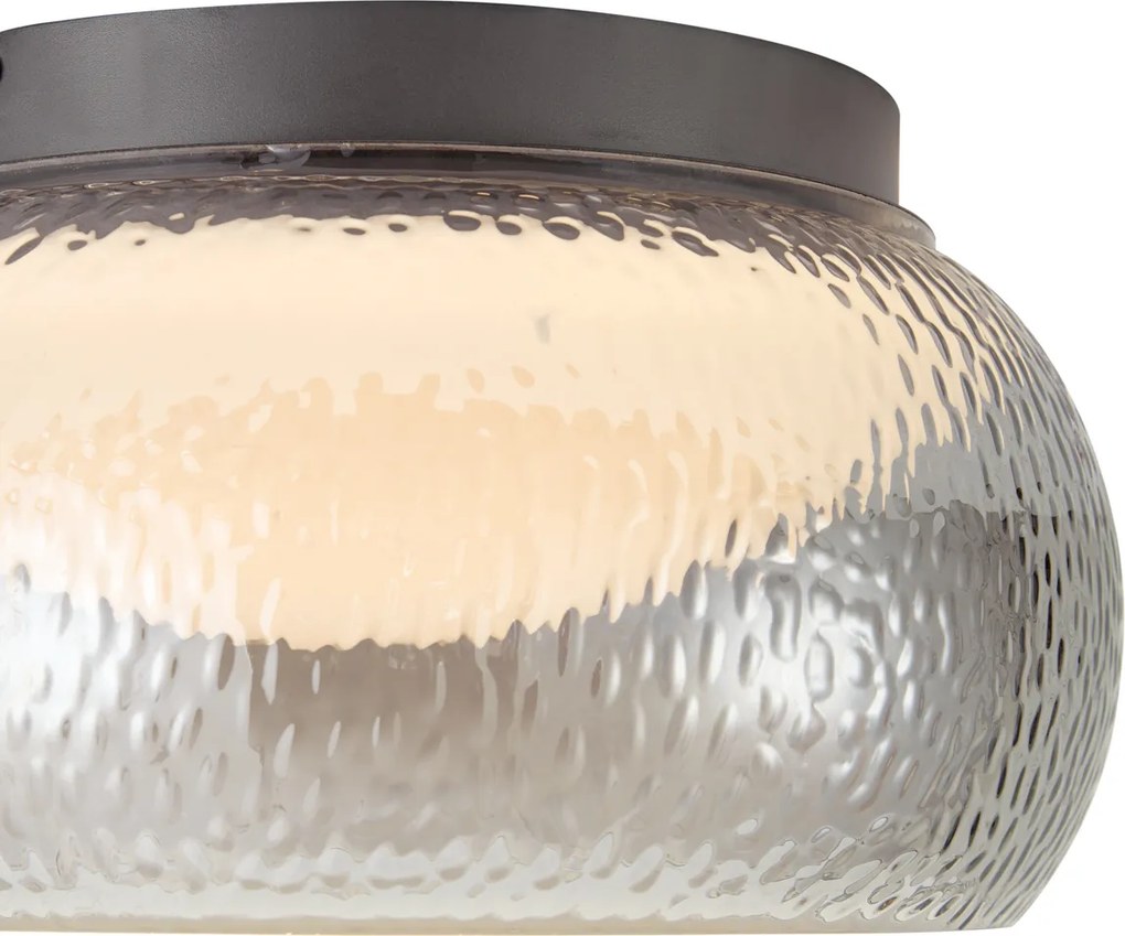 Art Deco Ceiling Lamp Gunmetal with Smoke Glass Incl. 3-Step Dimmable LED - Thimble