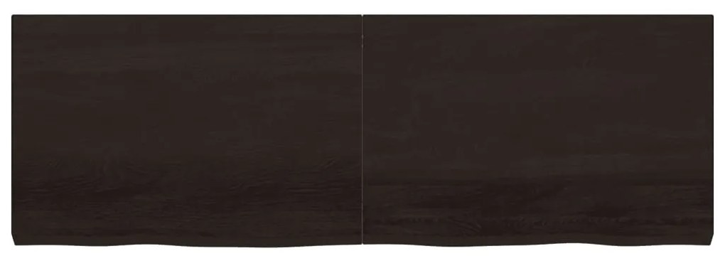 sötétbarna kezelt tömör tölgyfa fali polc 180 x 60 x (2-6) cm