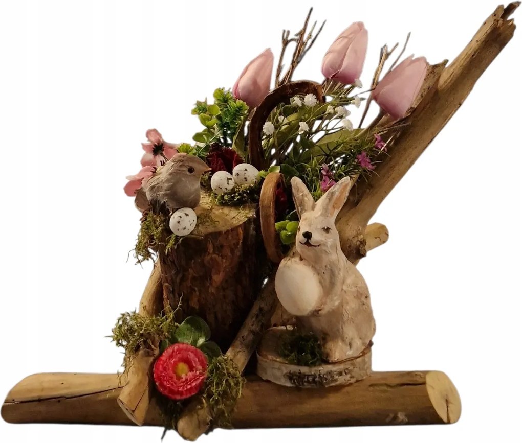 Húsvéti díszlovag nyuszival Rózsaszín tulipánok