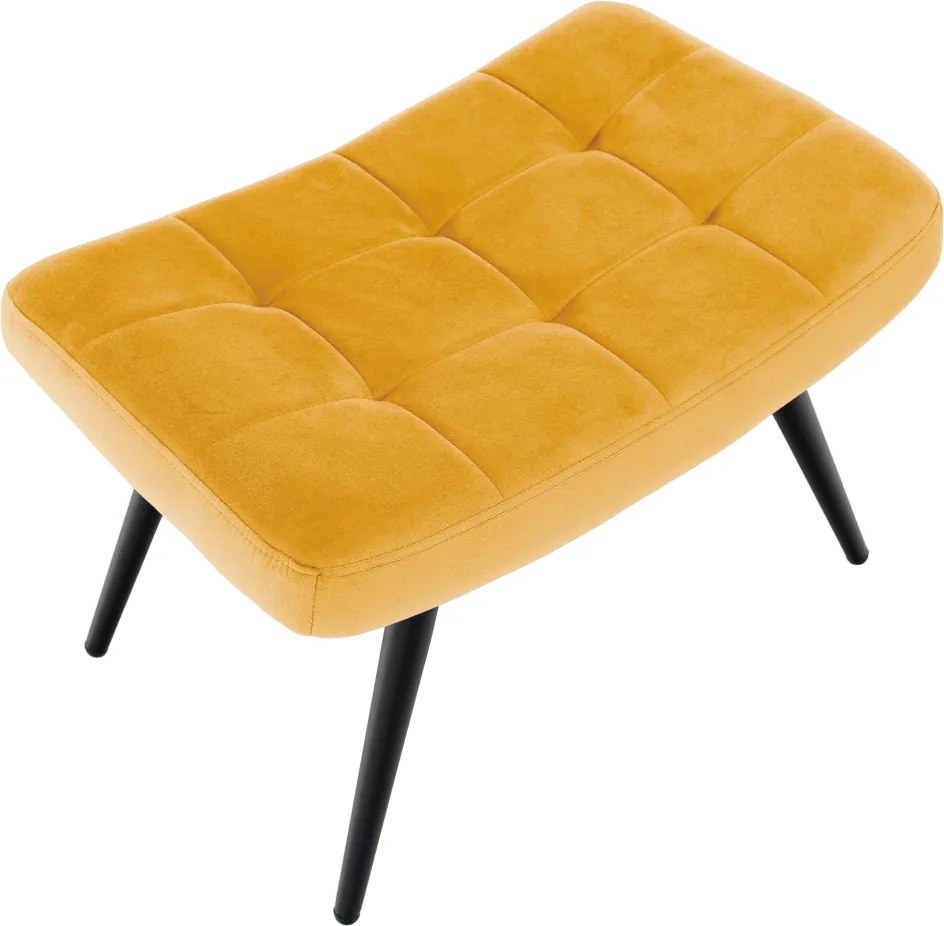 Fotel lábtartóval, sárga Velvet szövet/fekete, HABEN