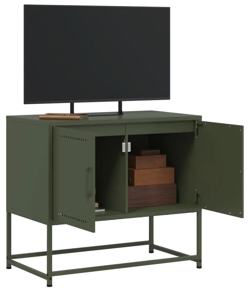 olívazöld acél TV-szekrény 68,5x39x60,5 cm