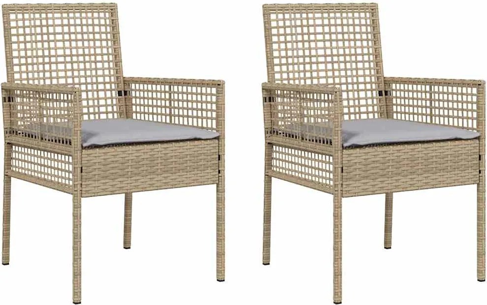 vidaXL Kerti Szék párnával 2 pcs Bézs 55 x 53 x 85 cm polirattan