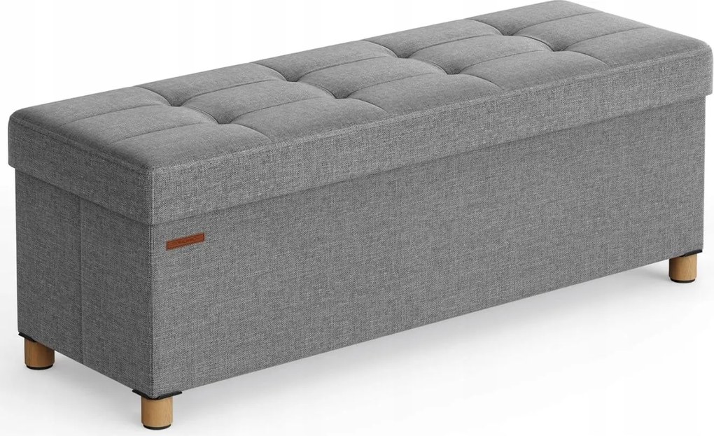 Kárpitozott pad Songmics tárolórekesszel 110 x 40 x 38 cm szürke