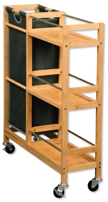 Kesper 24857 Kerekes polc palackos kosárral,bambusz, 78 x 20 x 68 cm