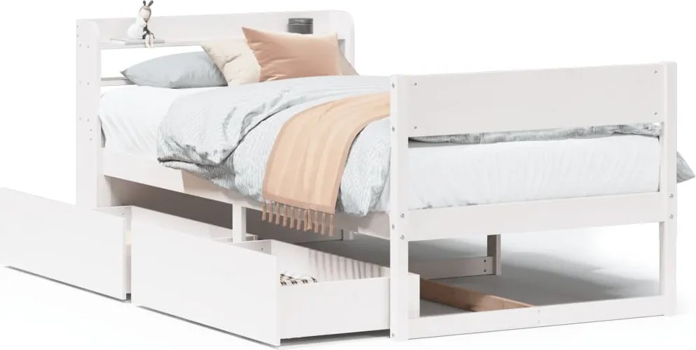 vidaXL fehér tömör fenyőfa ágy matrac nélkül 90 x 200 cm
