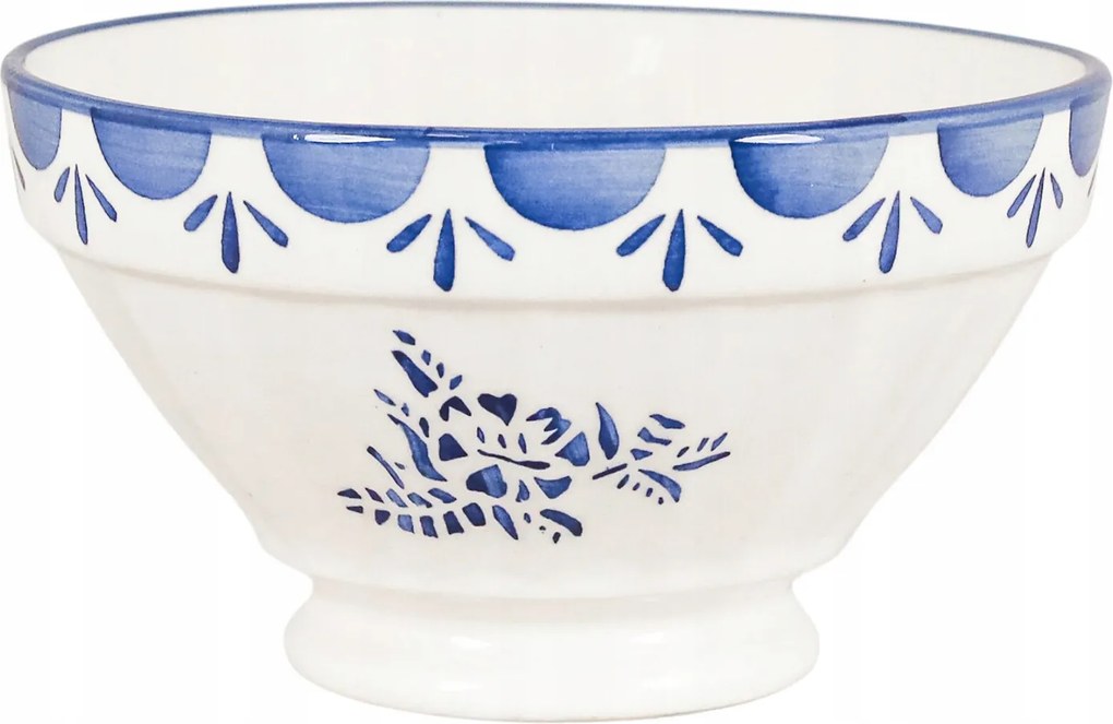 Tál 14cm kő kerámia fehér kék kerek salátástál