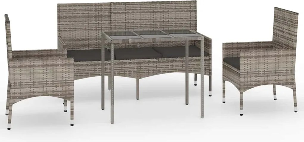 vidaXL 4 részes szürke polyrattan kerti ülőgarnitúra párnákkal