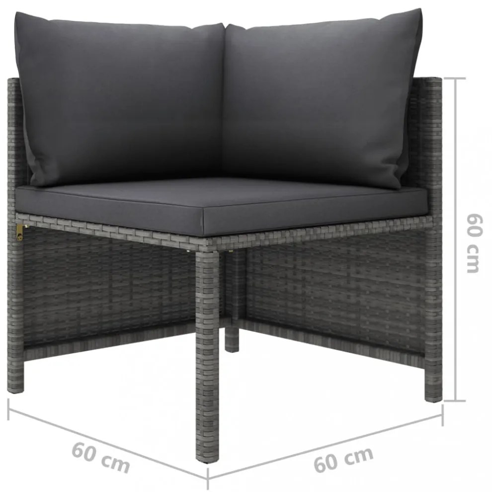 szürke elemes polyrattan sarokkanapé párnákkal