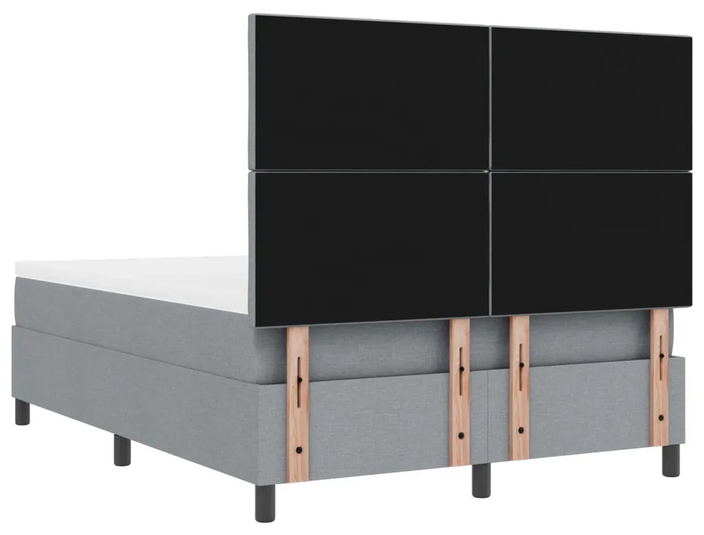 Boxspring ágy matrac világosszürke 160x200 cm szövet