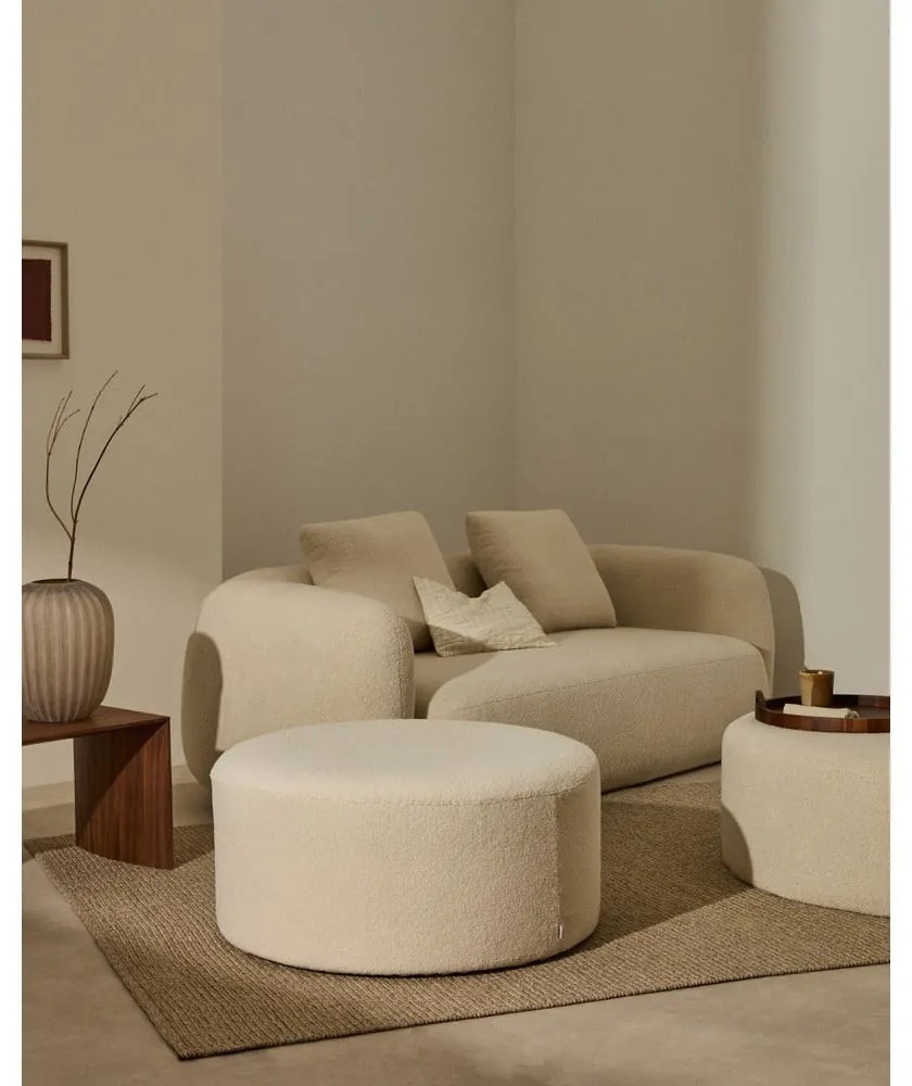 Krémszínű buklé puff Kaeli – Kave Home