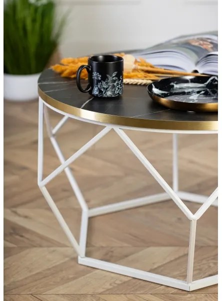Kávésasztal DIAMOND 40x70 cm arany/fekete/fehér